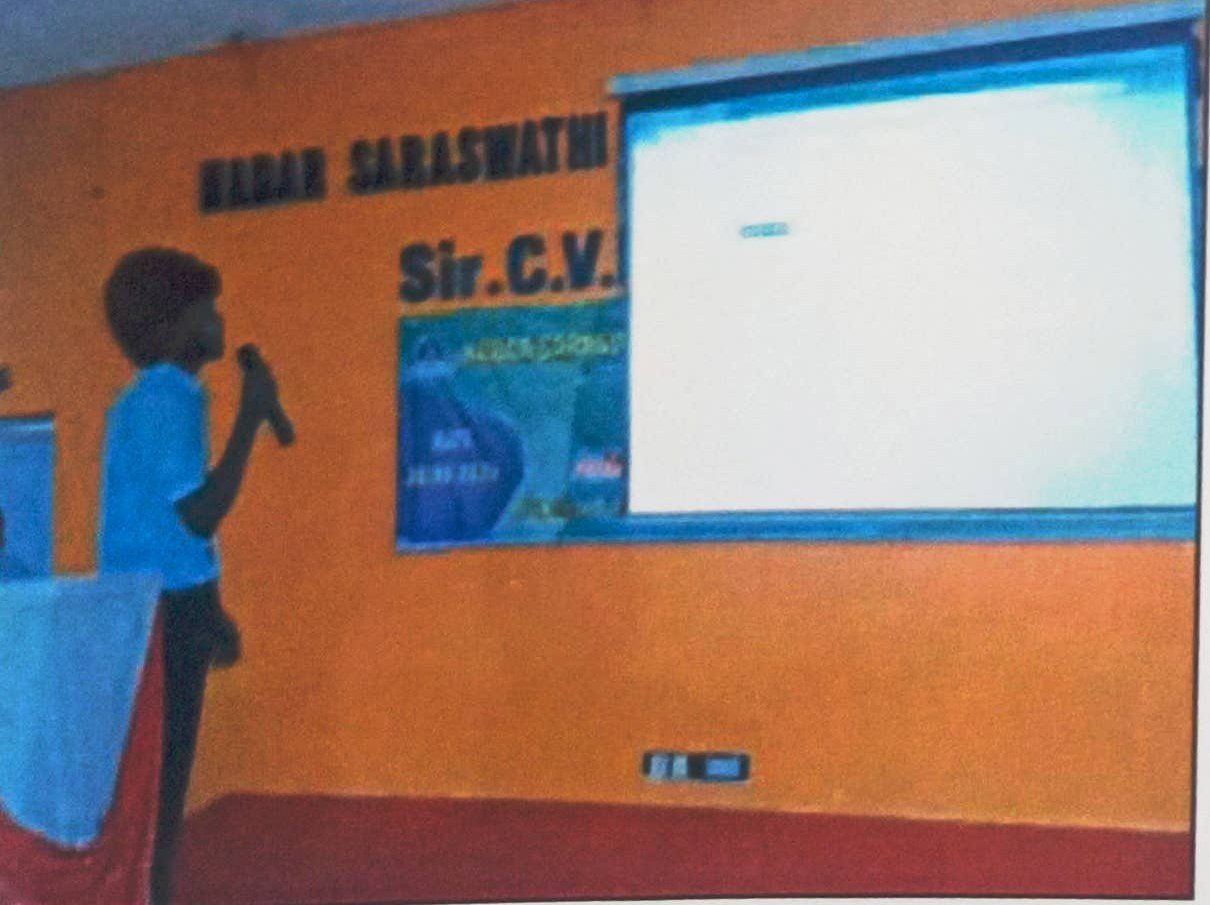 A student demonstrates an application to the gathering